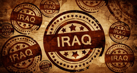 Iraq, vintage stamp on paper background