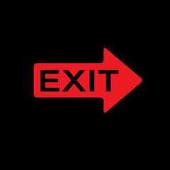 exit icon on black background. exit sign.