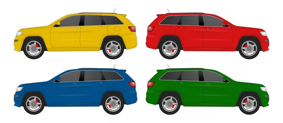 Afwasbaar Fotobehang Autorace Set van verschillende kleuren auto, realistische automodellen