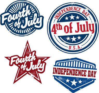 Vintage Fourth of July USA Celebration Stamps