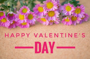 Happy valentine's day word on pink flower background