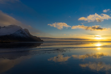 Sunset colors on Vestrahorn at iceland