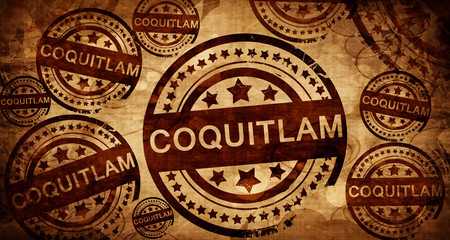 Coquitlam, vintage stamp on paper background