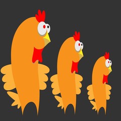 Three chicken on a gray background