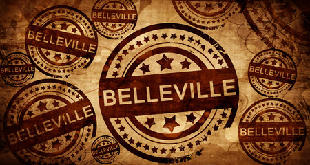 Belleville, vintage stamp on paper background