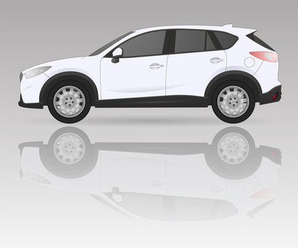 Realistic model car isolated on background. Detailed drawing. Vector illustration.