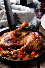 Braised Duck Legs with vegetables.