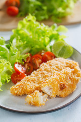 breaded fish with vegetable