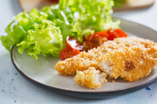 fried fish fillet with bread crumb for healthy meal
