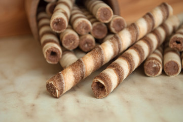 Wafer biscuit rolls 