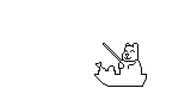 pixel art bear fishing