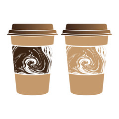 Isolated pair of coffee plastic cups, Vector illustration