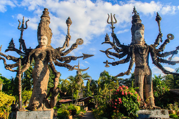 Uma and Shiva at Sala Keoku, the park of giant fantastic concret