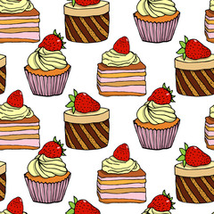 Desserts seamless pattern