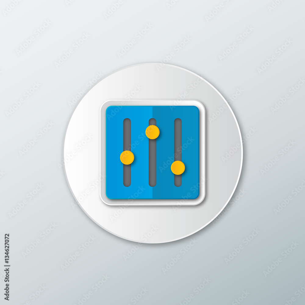Poster settings icon in a flat style with shadow on a white background