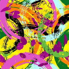 seamless background pattern, with circles, paint strokes and spl