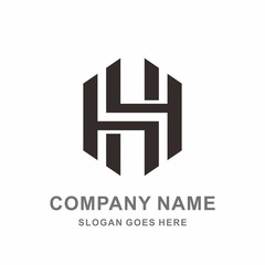 Monogram Letter H Geometric Hexagon Strips Architecture Interior Furnishing Business Company Stock Vector Logo Design Template