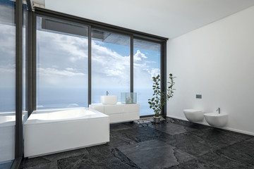 Bathroom with panoramic windows