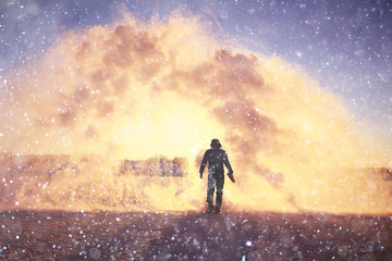 Obraz na płótnie Canvas effect of the blast of frosty smoke signal