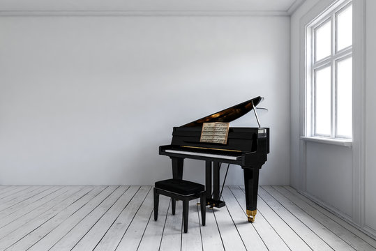 Empty room with piano