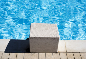 Obraz premium Starting platforms for swimming races . outdoor sports in the summer