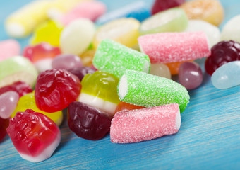 candies on a wooden background