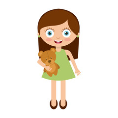 cute happy girl wearing a green dress over white background. colorful design. vector illustration