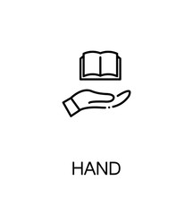 Hand with book icon