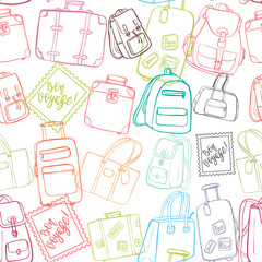 Seamless pattern with hand drawing luggage.