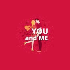 Just you and me. Valentines romantic characters poster design