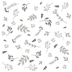 Vector vintage pattern of leaves and flowers, textile, design, background