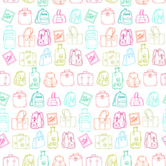 Seamless pattern with hand drawing luggage.
