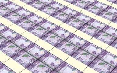 Fototapeta premium Sri Lankan bills stacks background. 3D illustration.