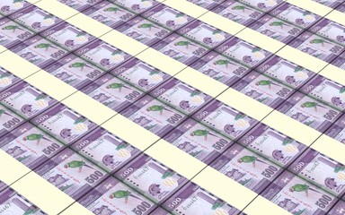 Sri Lankan bills stacks background. 3D illustration.