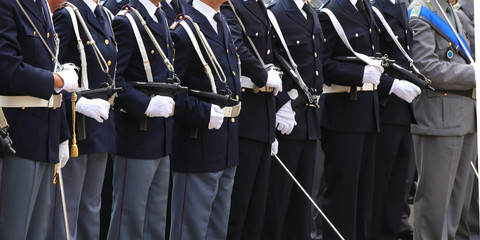 armed officers of the Italian police in uniform