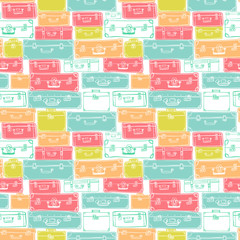 Seamless pattern with hand drawn luggage.