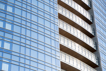 Glass facade of a modern office building