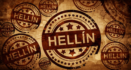 Hellin, vintage stamp on paper background