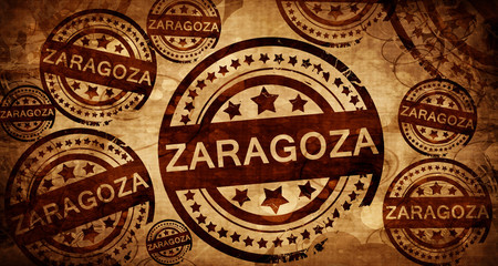 Zaragoza, vintage stamp on paper background