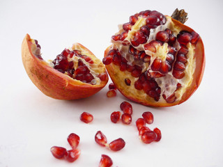 Pomegranate on white