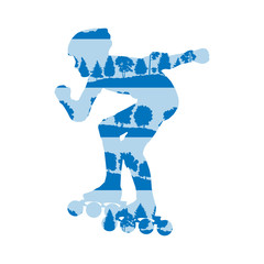 Inline skating vector background concept made of forest trees fr