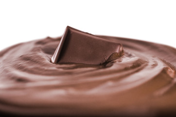 Melted hot chocolate on white