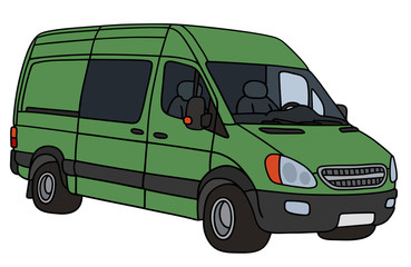 Hand drawing of a green van © vostal