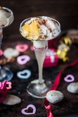 Delicious ice cream for Valentine's day celebration.