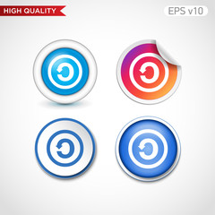 Colored icon or button of refresh symbol with background