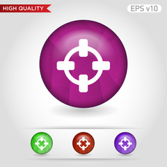 Obraz premium Colored icon or button of target symbol with background
