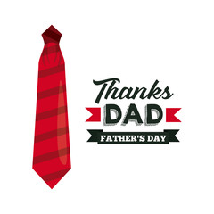 happy father's day card with tie icon over white background. colorful design. vector illustration