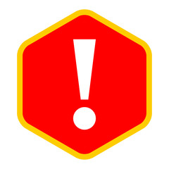 Red sexangle exclamation mark icon warning sign attention button