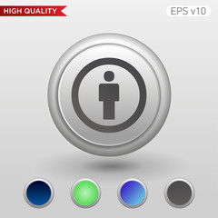 Colored icon or button of man symbol with background