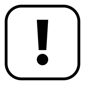 Black square exclamation mark icon warning sign attention button